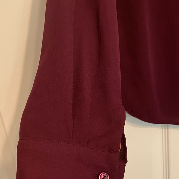 The Limited Burgandy Top with Lace up Neckline Size XS - Picture 5 of 9
